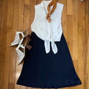 Pleated Vintage Navy Skirt